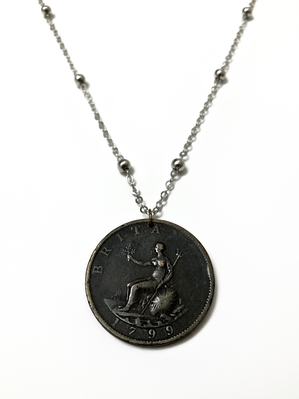 1799 British Coin Necklace, 18-inch Beautiful Chain
